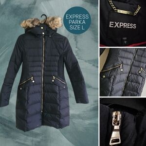 Express Womens hooded parka winter coat size L